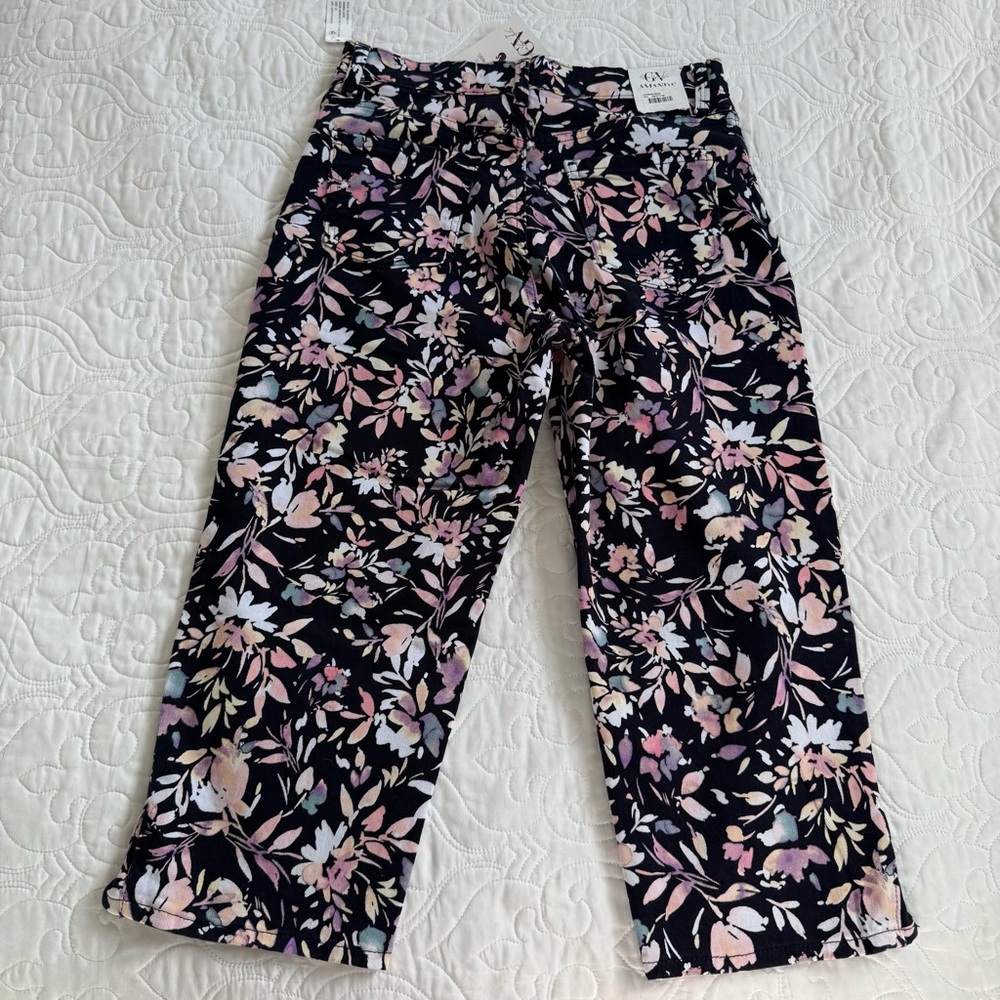 Gloria Vanderbilt Amanda Dark NavyFloral Capri Slimming‎ Pants Women's 10 NWT - Picture 4 of 12
